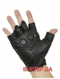 Кожаные тактические беспалые перчатки MIL-TEC Black-4