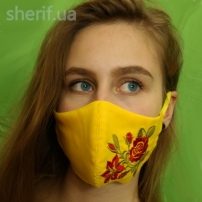 mnogorazovaya-dvukhslojnaya-maska-yellow-s-vyshivkoj-rozy-model-7-21