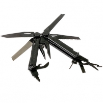 Multi-tool LEATHERMAN WAVE PLUS BLACK, Molle synthetic bag, card. box