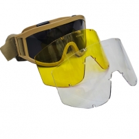 Goggles tactical Tan (3 lenses, case) Attack