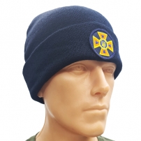 Шапка ДСНС (МНС) в'язана флісова з кокардою (синя)
